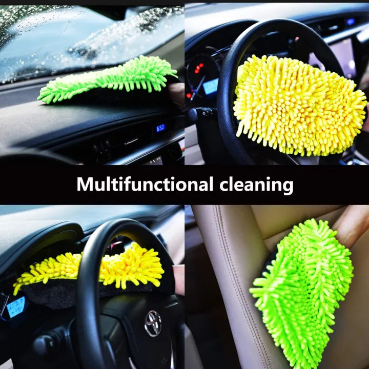 Chenille Microfiber Car Wash Mitt – Soft Absorbent Car Cleaning Glove