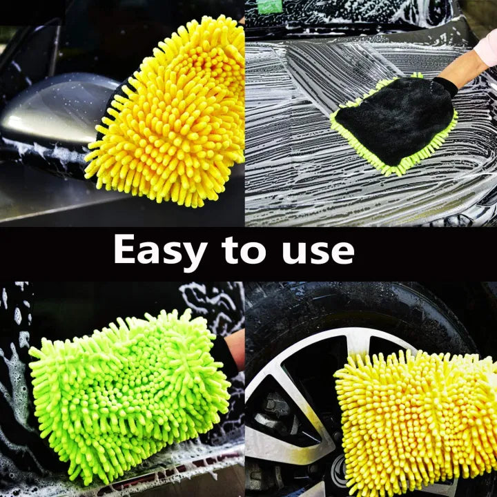 Chenille Microfiber Car Wash Mitt – Soft Absorbent Car Cleaning Glove