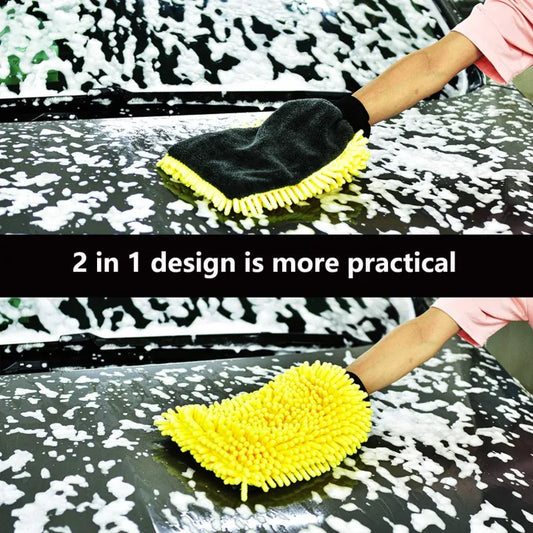 Chenille Microfiber Car Wash Mitt – Soft Absorbent Car Cleaning Glove