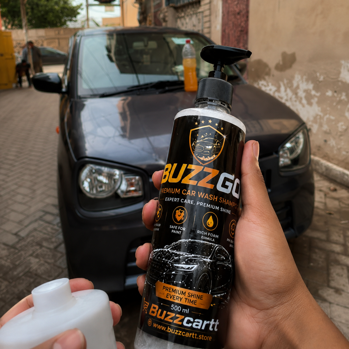 BUZZGO Car & Bike Care 3-in-1 Kit | Car Shampoo + Tyre Polish + Window Cleaner | Pack of 3