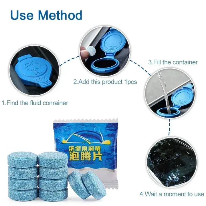 BuzzCart Windshield Washer Cleaning Tablets – Fast-Dissolving Car Glass Cleaner Tablets, 100 Pcs