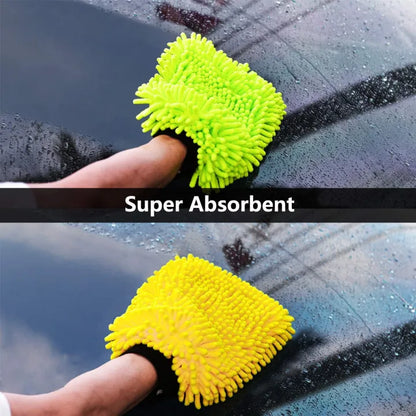 Chenille Microfiber Car Wash Mitt – Soft Absorbent Car Cleaning Glove
