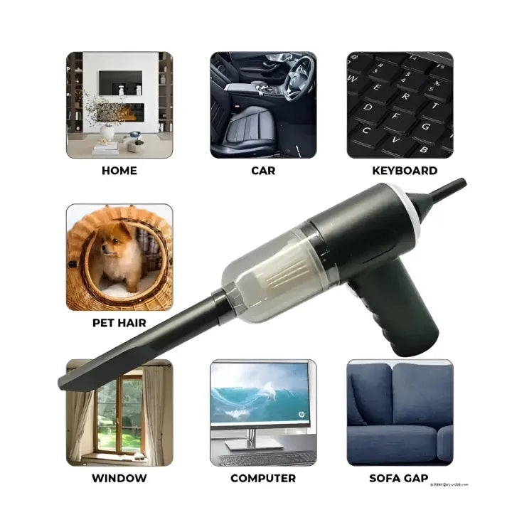 Wireless Car Vacuum Cleaner with LED Light – Portable Cordless Mini Vacuum