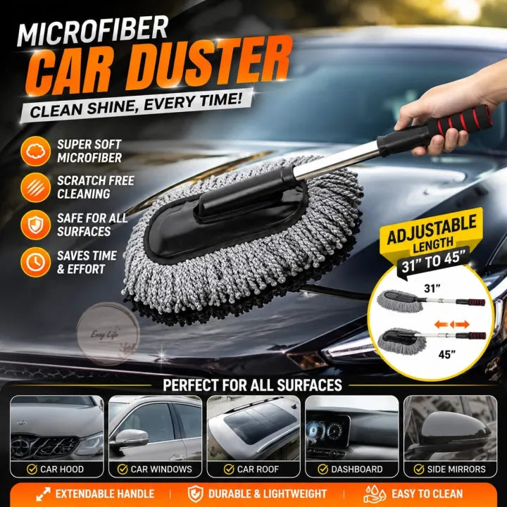 Microfiber Car Duster – Extendable Dust Cleaning Brush for Car Interior & Exterior